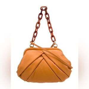 ‼️RARE‼️🎸💯AUTH. RAFE🎸🔥NWT🔥Brooke Pleated Frame Leather Clutch in Orange